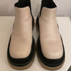 Bottega Veneta Cream and Black Ankle Boots